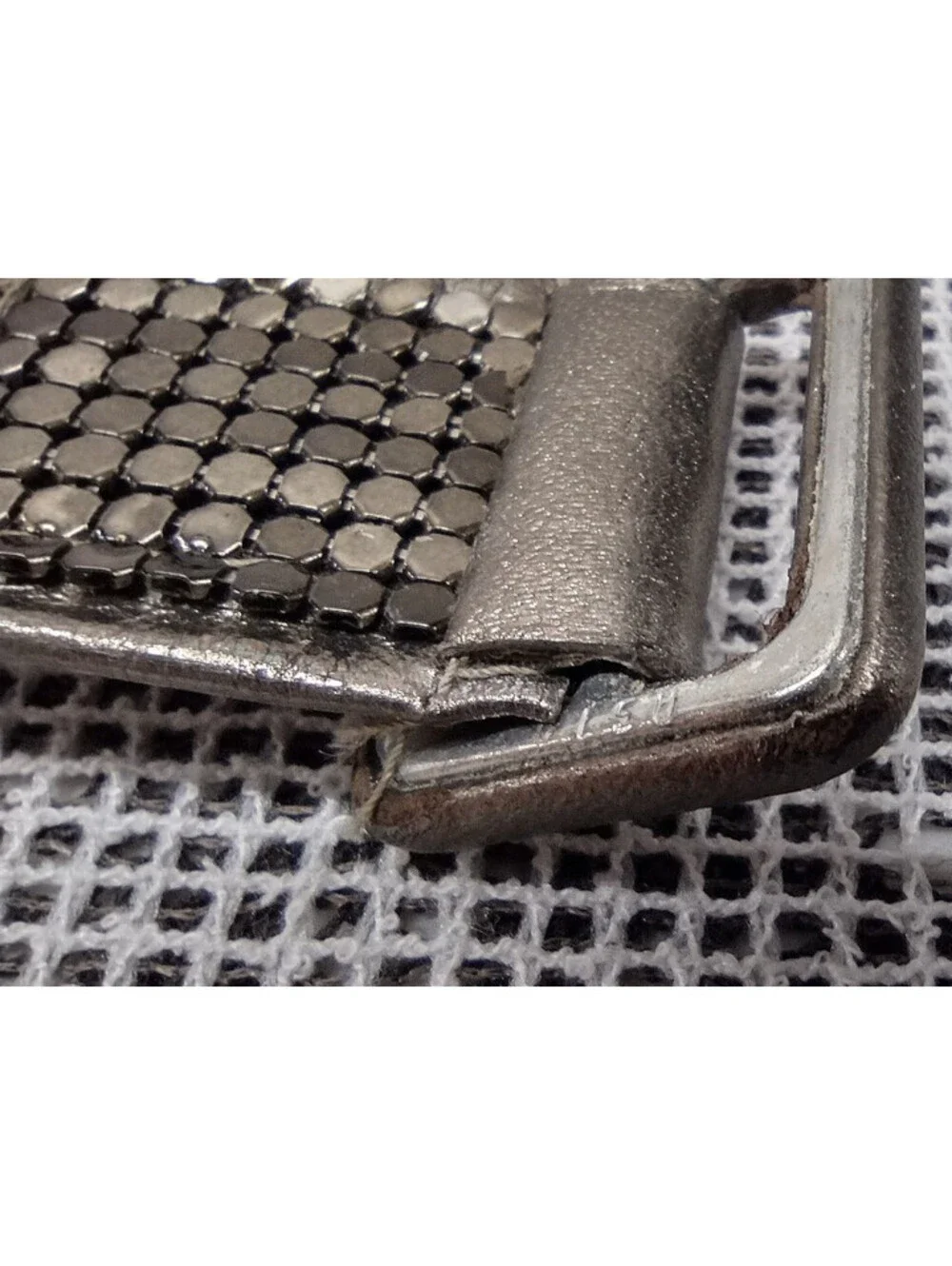 1970s Metal Mesh Olive Metallic Leather Belt Cinch Waist Small 25 / 27